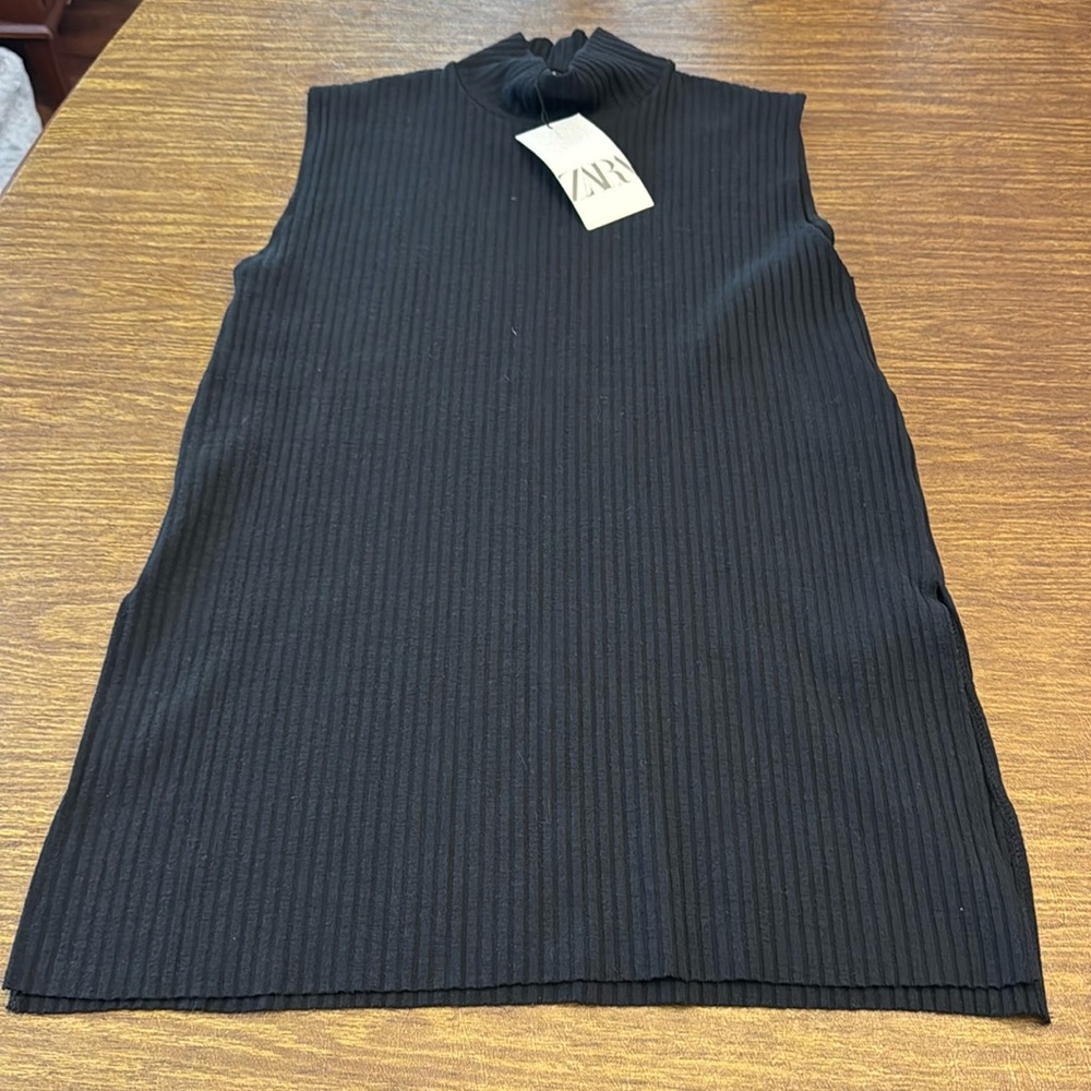 ZARA Black Ribbed Sleeveless Top NWT